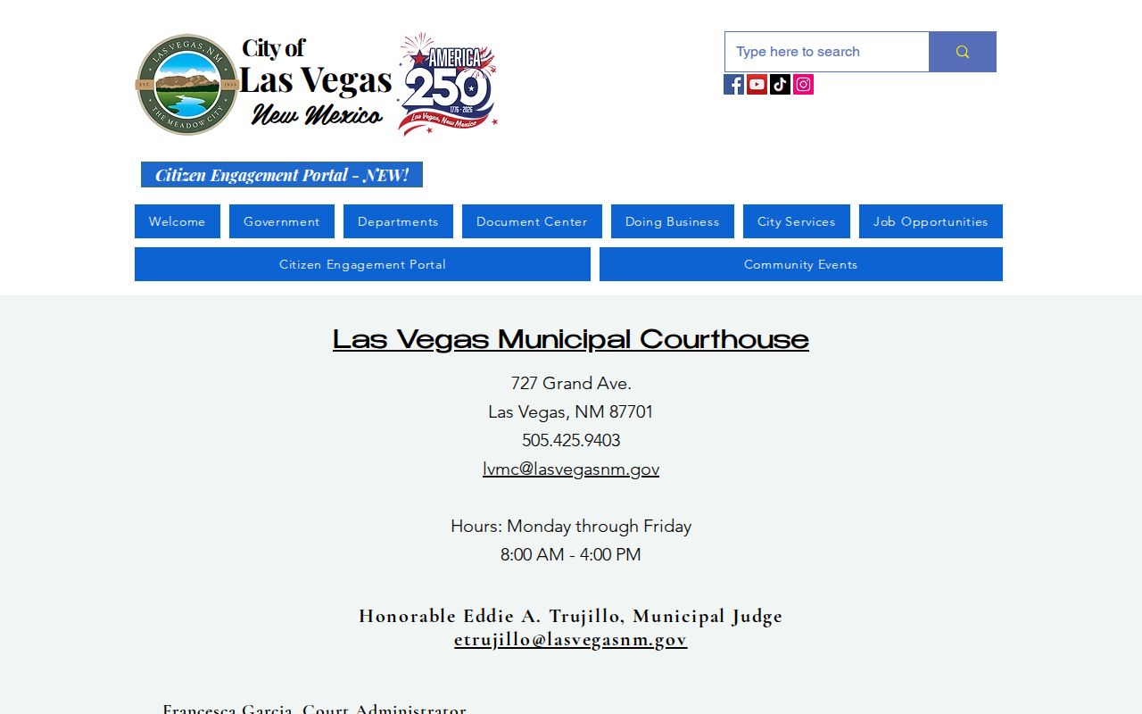 Official Las Vegas Municipal Court contact page